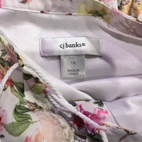 CJ Banks Multicolored Floral 3/4 Sleeve Blouse Size 1X - Picture 9 of 9